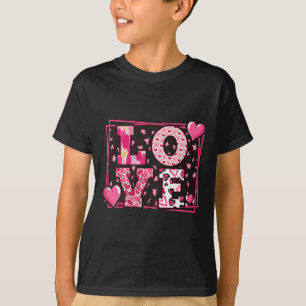 T-shirt Amour imprimé léopard Lèvres rouges Mot Lettre Mig