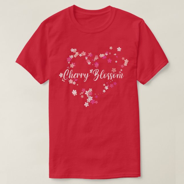 T-shirt Amour Japonais Sakura Cerise Fleur de Fleur Coeur  (Design devant)