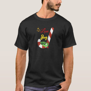 T-shirt Amour Joie Paix Noël Sucre de canne Star Long Slee