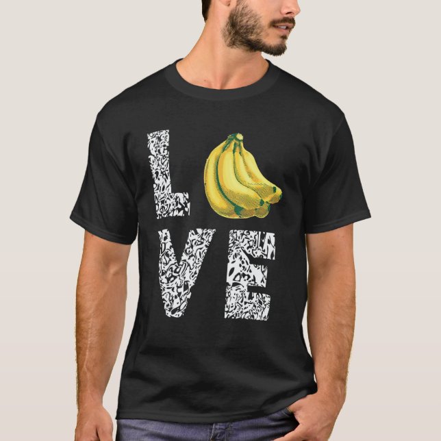 T-shirt Amour Léopard Banane Nourriture Végane Été Fruit V (Devant)