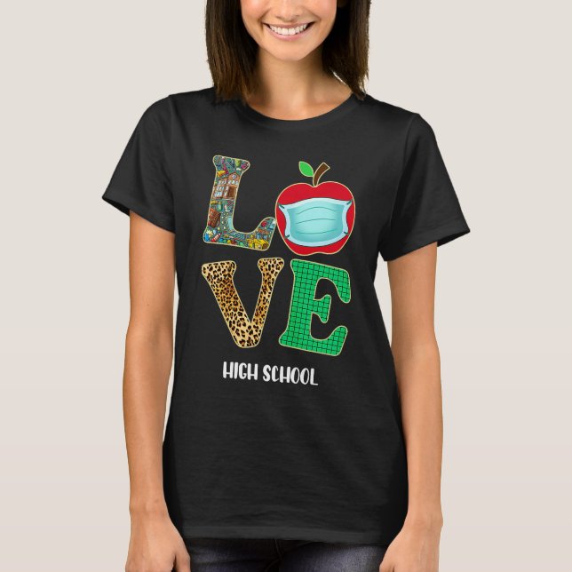 T-shirt Amour Lycée Virtuel Enseignant Apprentissage Élève (Devant)