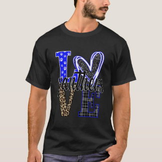 T-shirt Amour Mascotte Panthers Esprit Scolaire Bleu Blanc