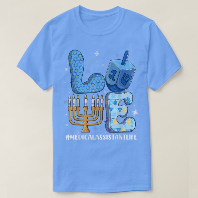 T-shirt Amour Médicale Assistant Vie Chanukah Juif Hanukk (Design devant)