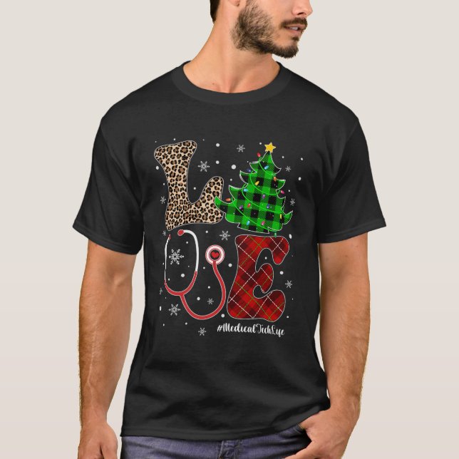 T-shirt Amour Médicale Tech Life Leopard Christmas Tree Bu (Devant)