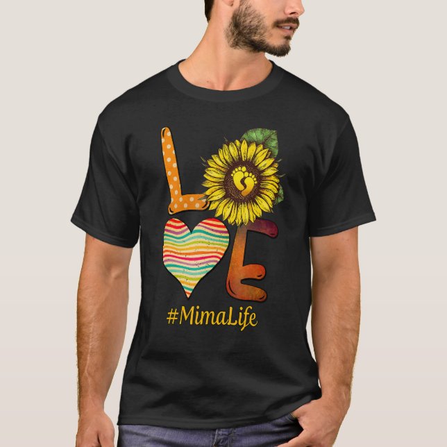 T-shirt Amour Mima Life Grand-mère Fleur Soleil Fête des m (Devant)
