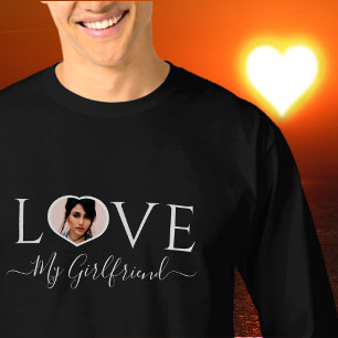 T-shirt Amour moderne ma petite amie photo de coeur noir b