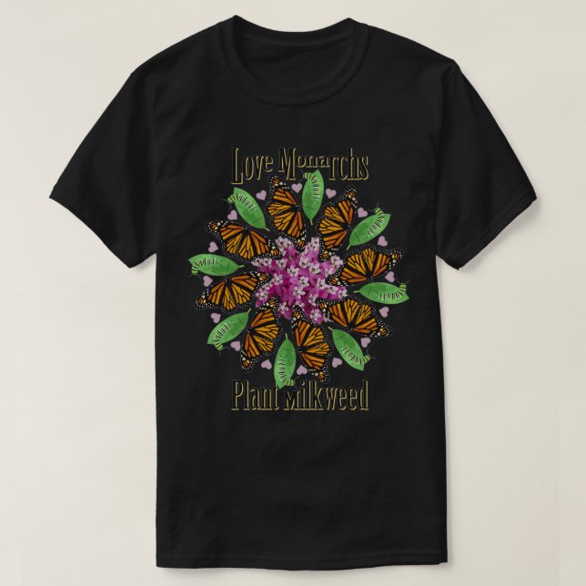 T-shirt Amour Monarques Plante Milkweed (Design devant)
