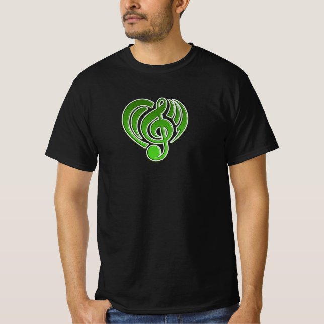 T-shirt Amour Musical Vibrations Musique Verte Note de Mus (Devant)