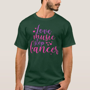 T-shirt Amour musique arrêter le cancer vintage