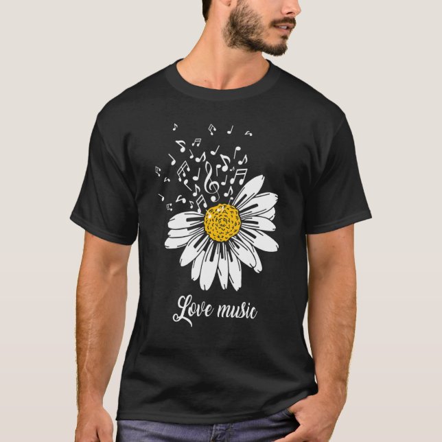T-shirt Amour Musique Et Chrysanthèmes (Devant)