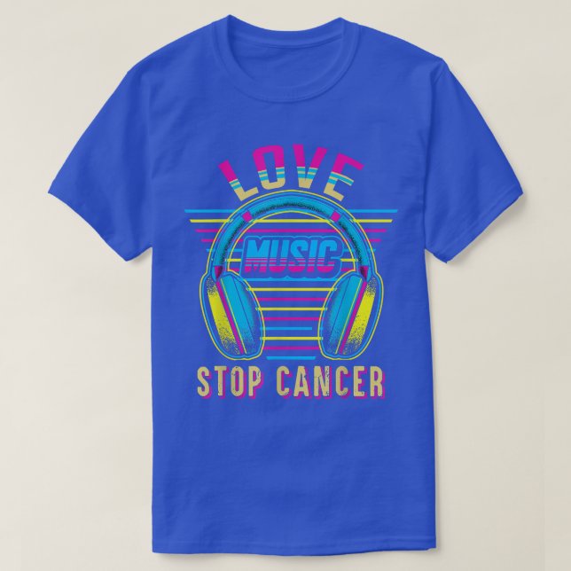 T-shirt Amour Musique Stop Cancer St Jude Cancer du sein A (Design devant)
