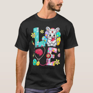 T-shirt Amour neuro infirmière vie lapin stéthoscope Pâque