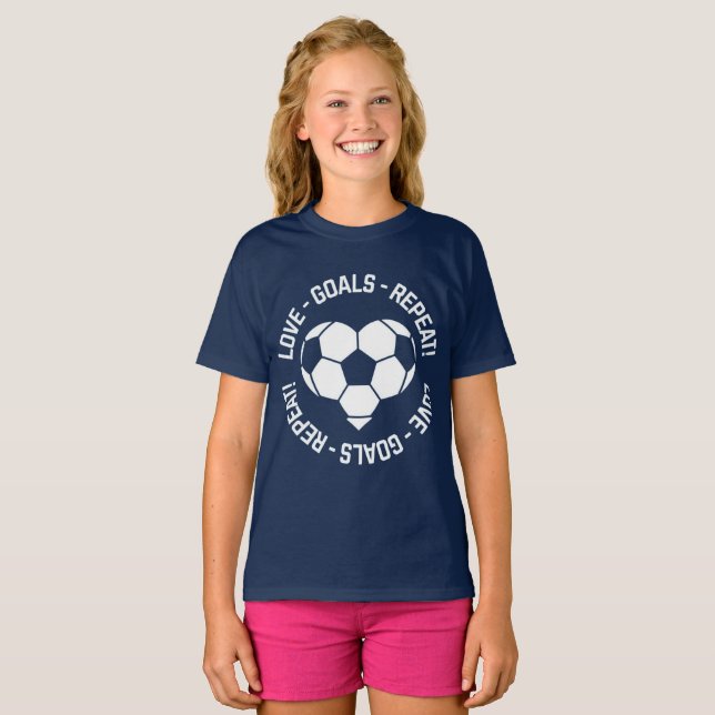 T-shirt Amour Objectifs Répéter Football Cœur (Devant entier)
