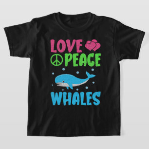 T-shirt Amour Paix Baleines mignonnes Animaux de mer Balei