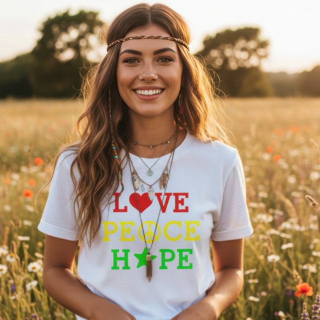 T-shirt Amour, Paix et Espoir Multicolore (Créateur téléchargé)