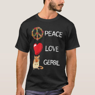T-shirt Amour Paix Gerbil Coeur Unité Gerbil Rodent Rat A