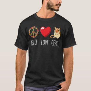 T-shirt Amour Paix Gerbil Coeur Unité rongeur Rat Animal G