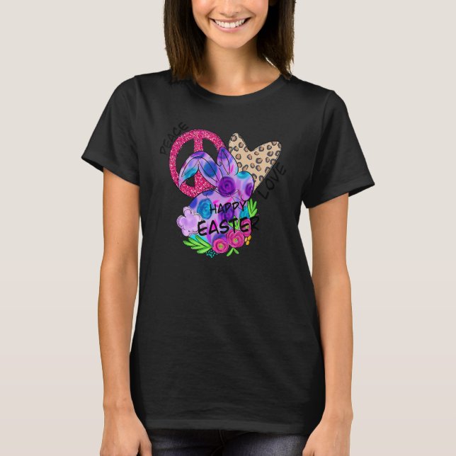 T-shirt Amour Paix Joyeuses Filles de Pâques Femmes Christ (Devant)