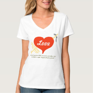 T-shirt Amour, Paix Pas De Mal Coeur Rouge