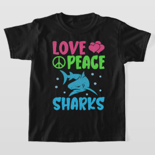 T-shirt Amour Paix Requins Mignons Animaux Marins Amateur