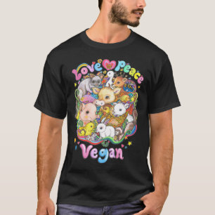 T-shirt Amour, Paix, Végétalien