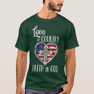 T-shirt Amour patriotique chrétien du pays Foi en Dieu H