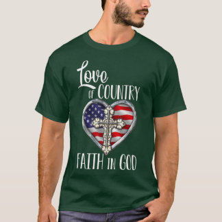T-shirt Amour patriotique chrétien du pays Foi en Dieu H