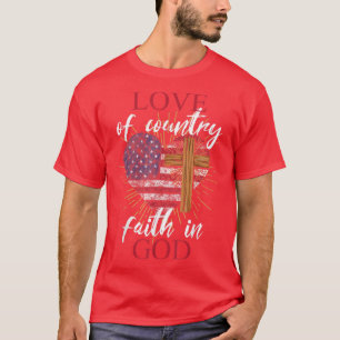 T-shirt Amour Pays Foi Dieu 4 juillet Patriotique Chris