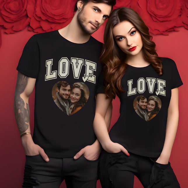 T-shirt Amour Personnalisé Valentine Coeur Photo mens (Loving Custom Valentine Heart Photo mens T-Shirt)