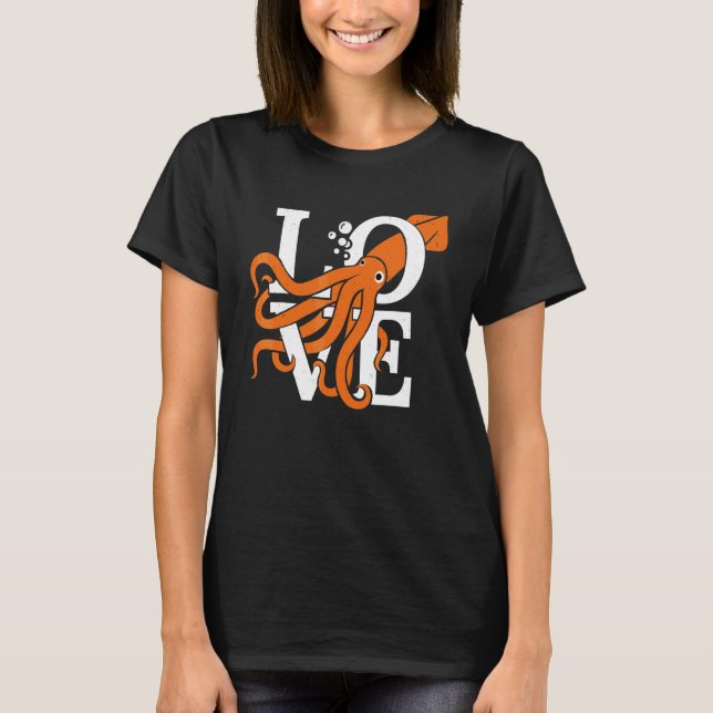 T-shirt Amour  Pieuvre    Seiche Calmar (Devant)