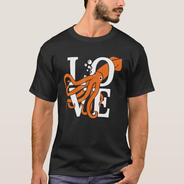T-shirt Amour  Pieuvre    Seiche Calmar (Devant)