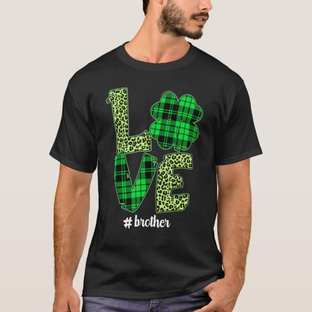 T-shirt Amour Plaid Shamrock Amour Frère Leopard St Patri (Devant)