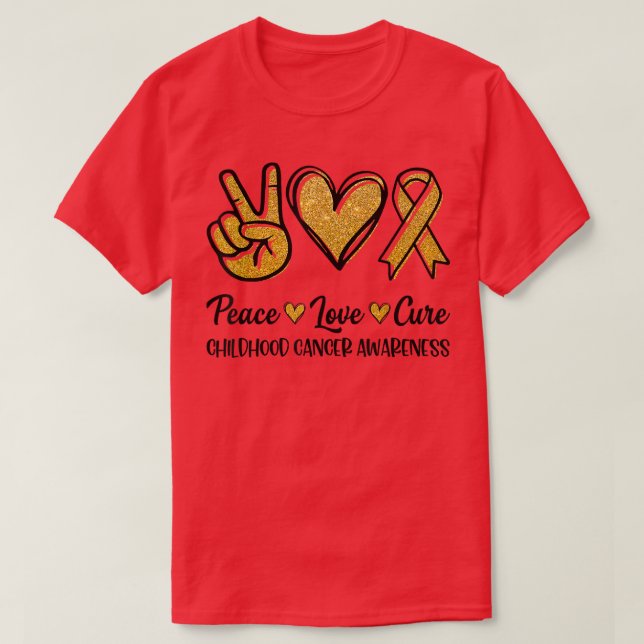 T-shirt Amour pour la paix amusant soigner l'enfance Cance (Design devant)