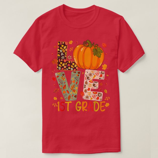 T-shirt Amour Première Année Bonne Chute Thanksgiving Femm (Design devant)