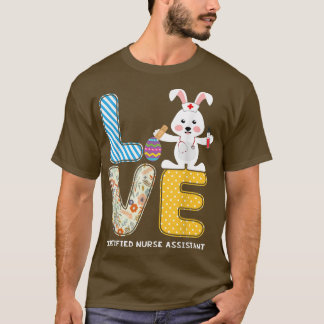 T-shirt Amour Rabbit Certifié Infirmière Adjointe Bunnies 