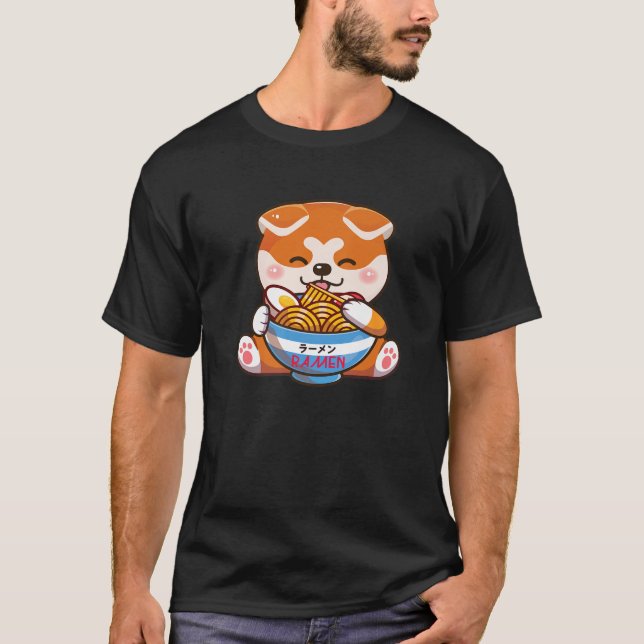 T-shirt Amour Ramen Chien Chiba Inu nouilles japonaises Ka (Devant)