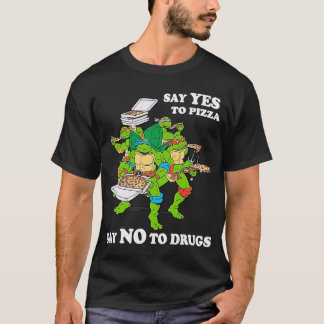 T-shirt Amour Rétro Ninjaurtles Dessin Animé Dis Oui Pizza