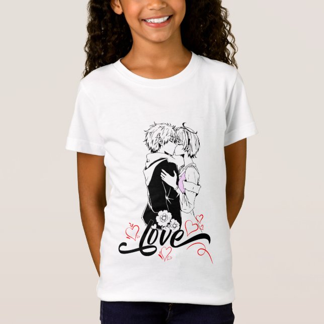 T-Shirt Amour Romantique Couple Baiser Conception de la Sa (Devant)