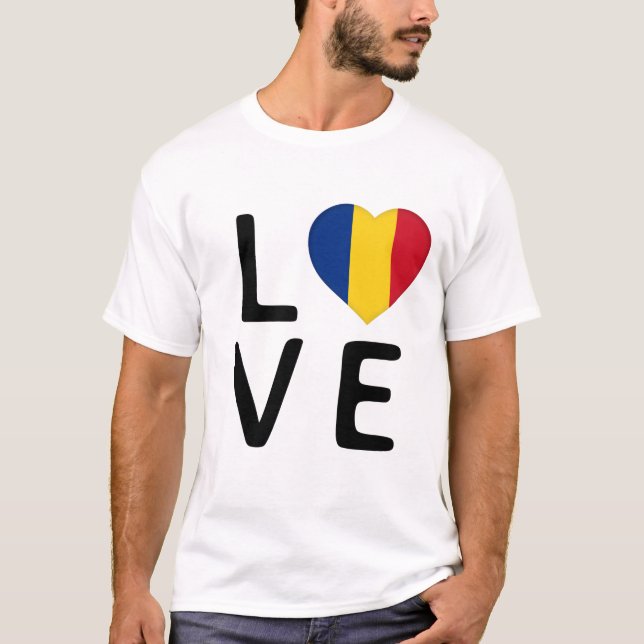 T-shirt Amour - Roumanie Drapeau (Devant)