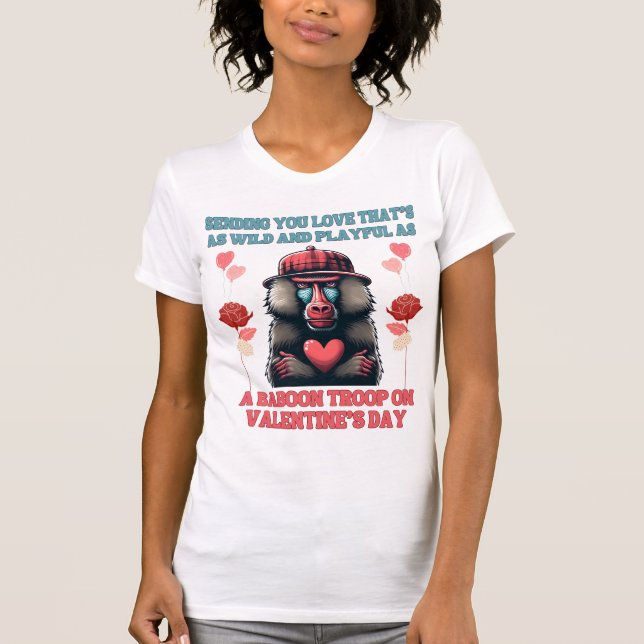 T-shirt Amour sauvage : Jouer babouin spécial de la Saint- (Devant)