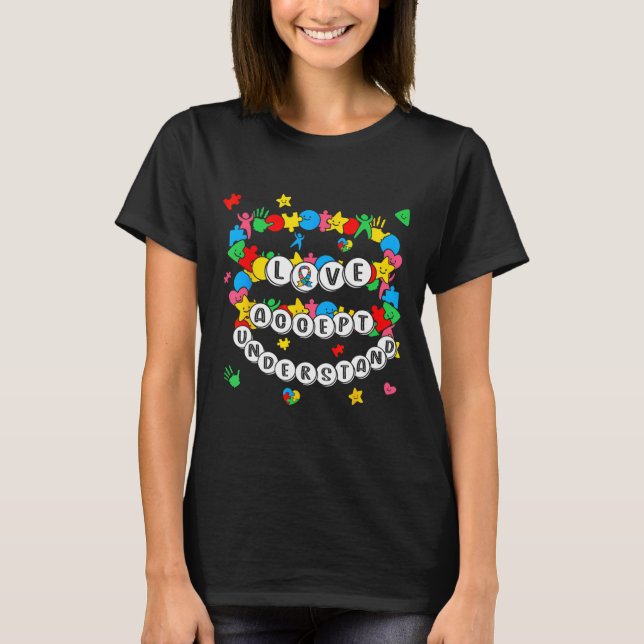 T-shirt Amour Sensibilisation Compréhension Autisme Accept (Devant)