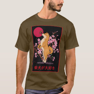T-shirt Amour Shiba Inu Japonais Sakura Cherry Blossom Flu