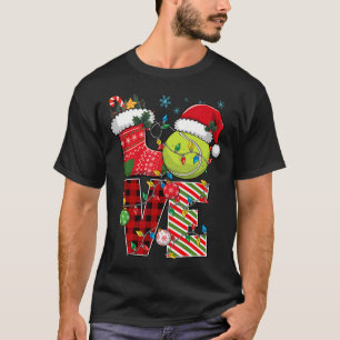 T-shirt Amour Tennis Noël Chapeau Santa Tenniser Carreaux