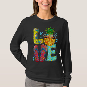 T-shirt Amour Tourbe à tongs d'été Ananas Fruit Tropical B