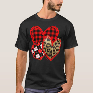 T-shirt Amour Trois Cœurs Léopard Buffle Plaid Saint Valen