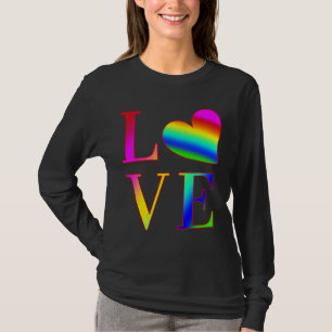 T-SHIRT AMOUR TYPOGRAPHIE COLORÉE CŒUR ARC-EN-CIEL