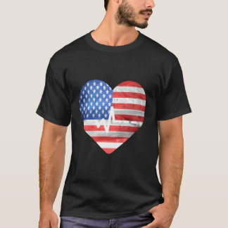 T-shirt Amour Usa American Flag 4E Juillet Hebeat American