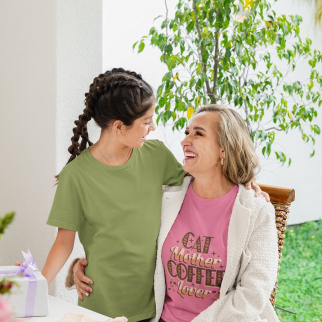 T-shirt Amoureuse de café et de chats maman (Cat Mother Coffee Lover T-Shirt)