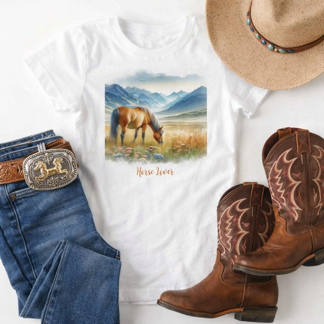 T-Shirt Amoureuse de chevaux aquarelle fille  (Créateur téléchargé)