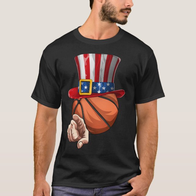 T-shirt Amoureux de basket-ball drôle Oncle Sam 4 juillet (Devant)
